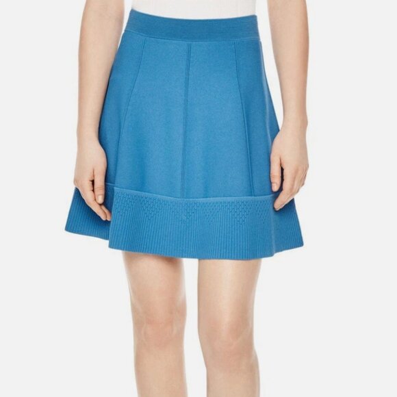 Sandro Paris Ponte-Knit Flare Skirt in Blue sz 1 (S) - Picture 1 of 7